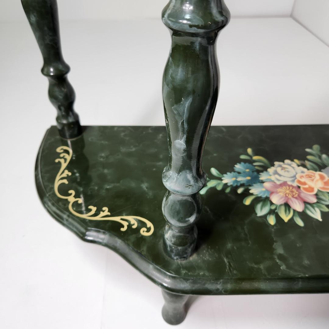 花柄ペイント アンティーク風コンソールテーブル 洋風クラシック家具