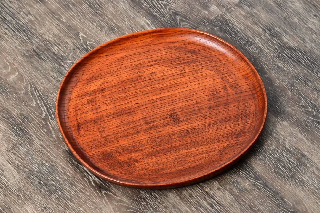 大矢拓郎　欅拭き漆丸盆