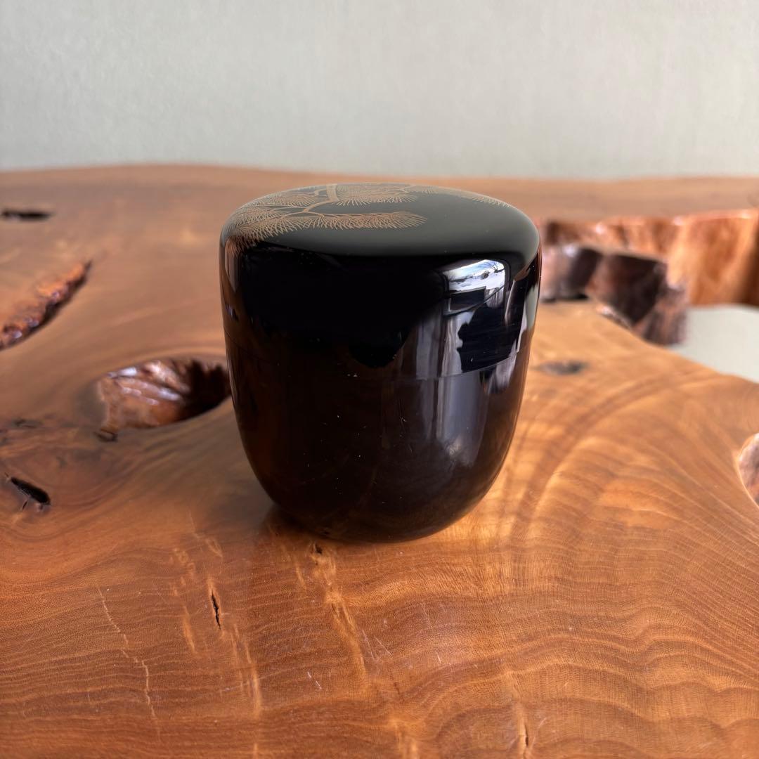 「三本松蒔絵」 利休棗 輪島塗 塗師 荒井喜峰 茶道具 共箱 棗