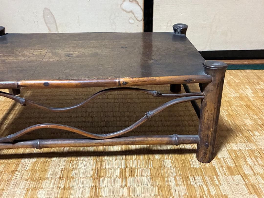 古竹 細工 四足 花台 架台 時代物