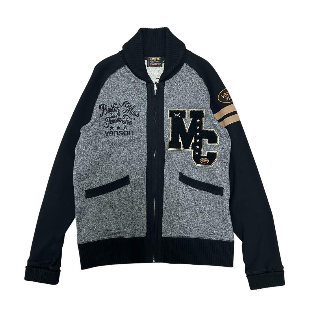 【美品】VANSON バンソン　ジップ　ジャケット　スウェット　ワッペン刺繍