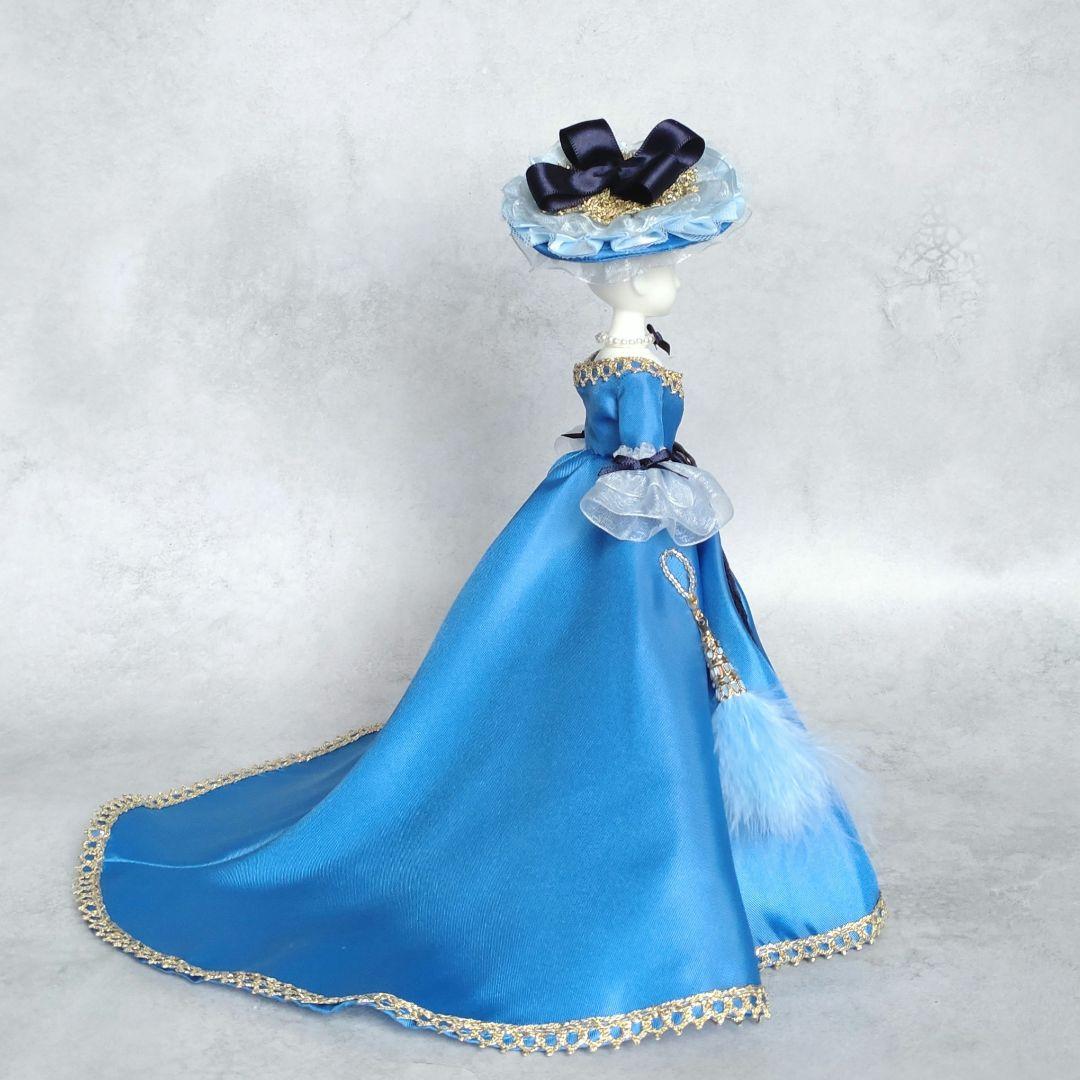 22cmドールドレス セルリアン×紺のローブ・ア・ラ・フランセーズ