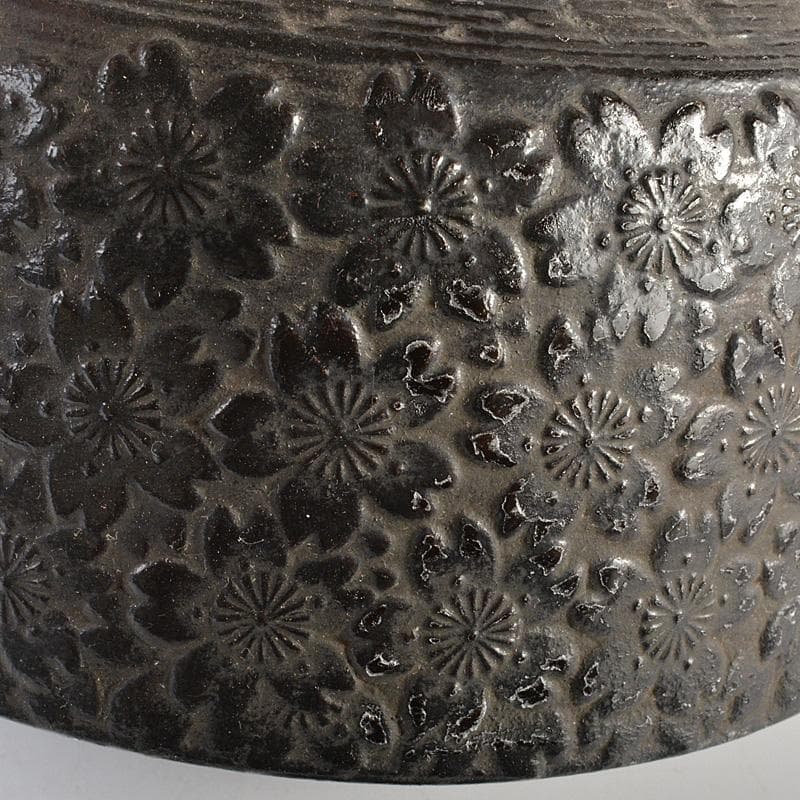 南部鉄器　桜文　鉄瓶　鉄釜　C　6418