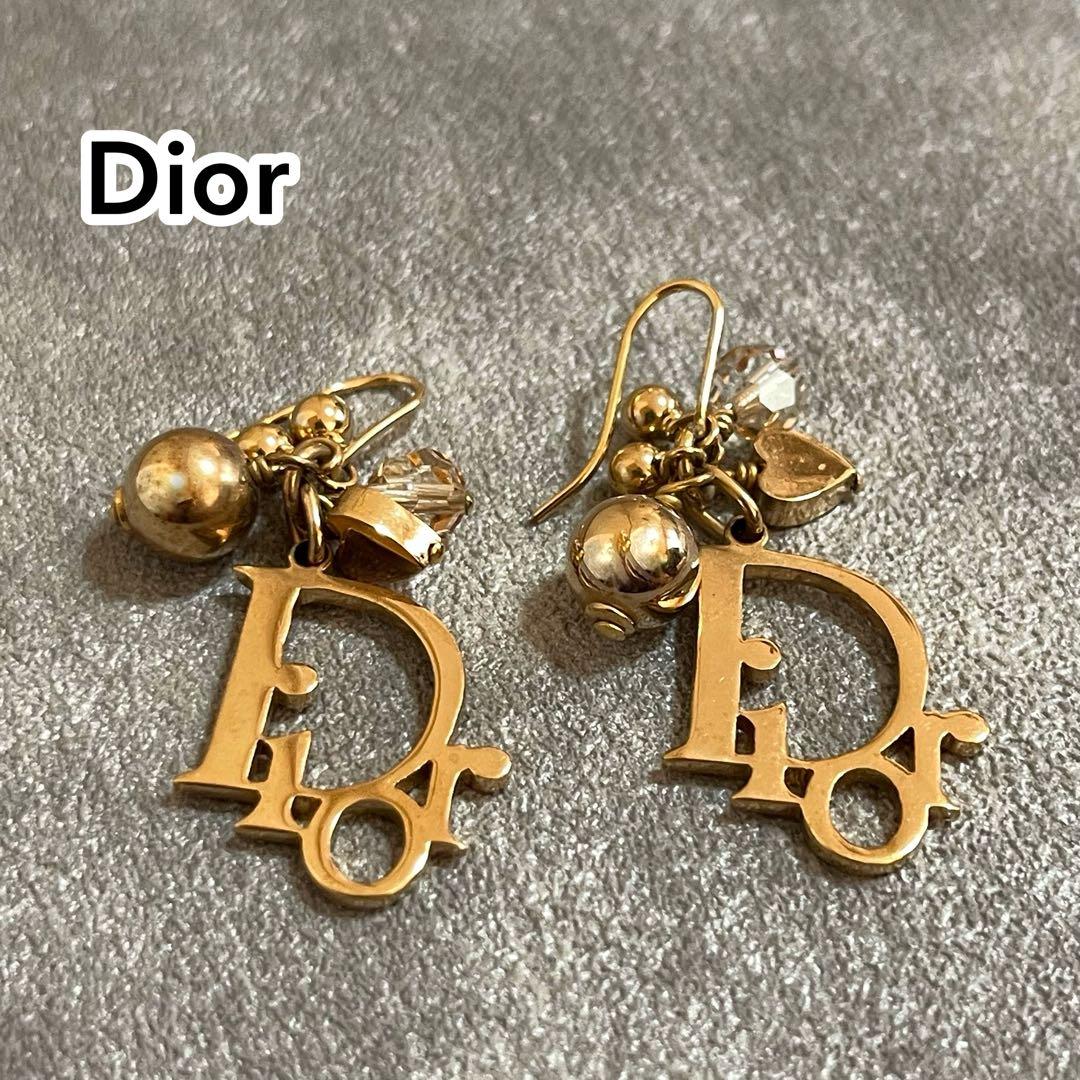 Dior フック ピアス クリスチャンディオール ヴィンテージ ロゴ ゴールド
