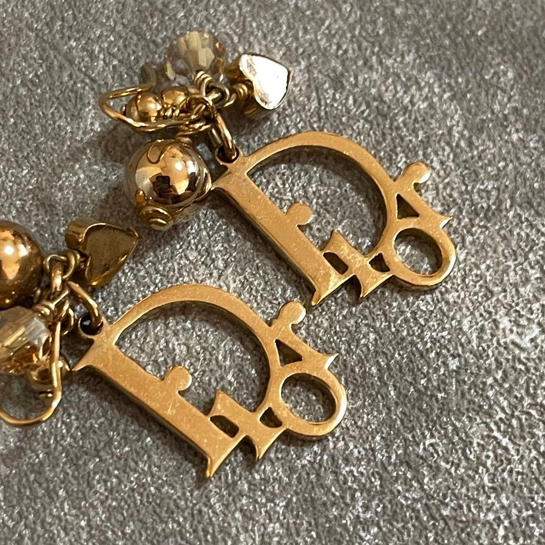 Dior フック ピアス クリスチャンディオール ヴィンテージ ロゴ ゴールド