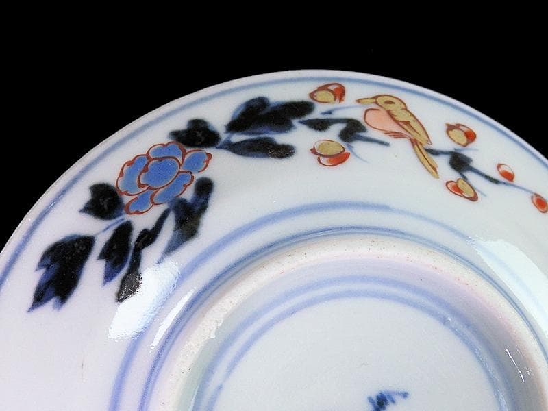 古伊万里　染錦　団龍紋に花の図　３寸皿　豆皿　手塩皿　２枚　E207AS-CPx