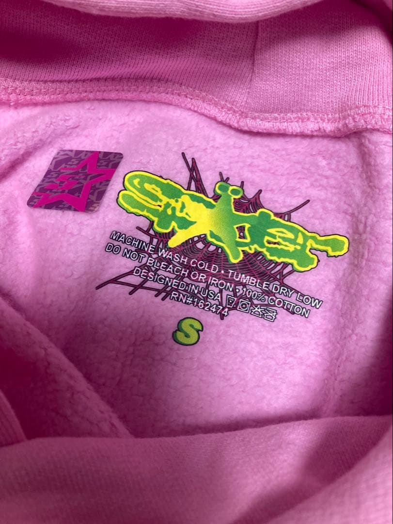Sp5der atlata pink hoodie Sサイズ 早い者勝ち