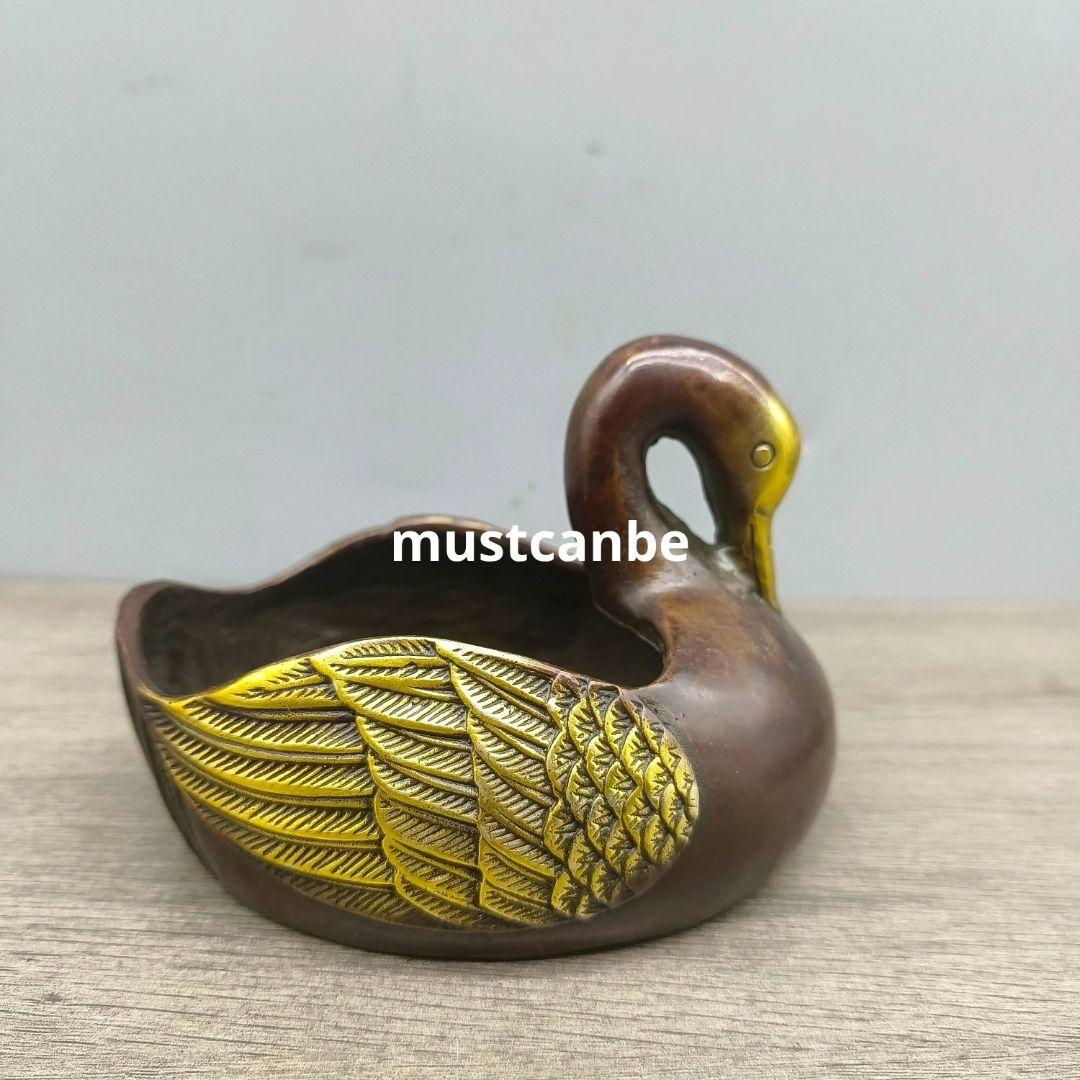 銅器 鵞鳥灰皿 鵞鳥薫香炉 茶道具 装飾品 工芸品 置物