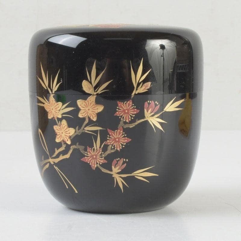 茶道具　加賀蒔絵師　和田寿峰作　立雛蒔絵　中棗　共箱　V　9675