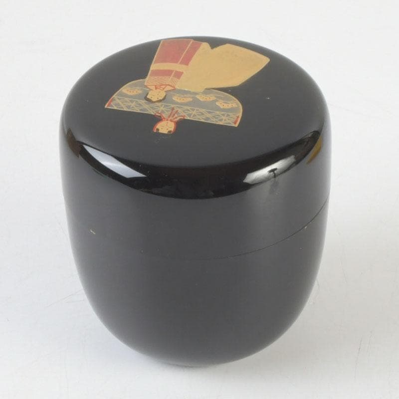 茶道具　加賀蒔絵師　和田寿峰作　立雛蒔絵　中棗　共箱　V　9675