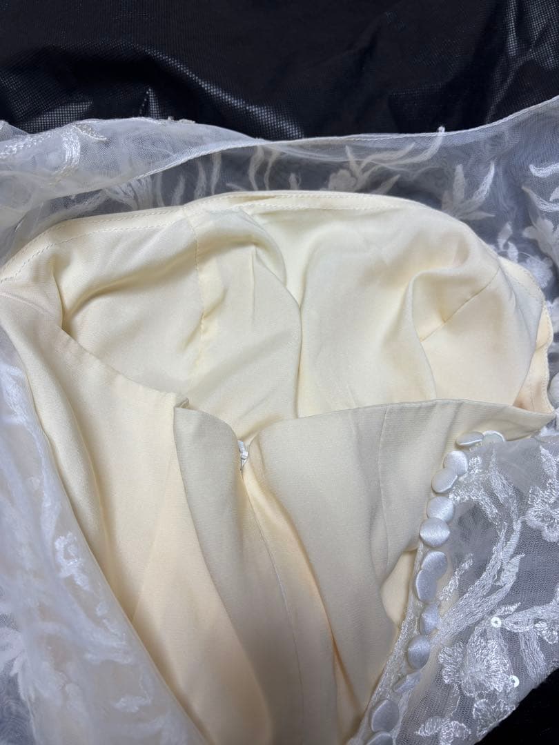 刺繍レース 七分袖 Aラインドレス