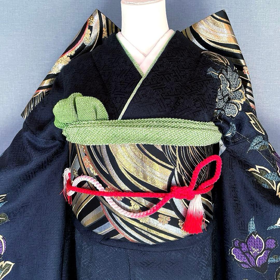 振袖フルセット　高身長　紋意匠に絞り　手描き友禅　成人式振袖　振袖