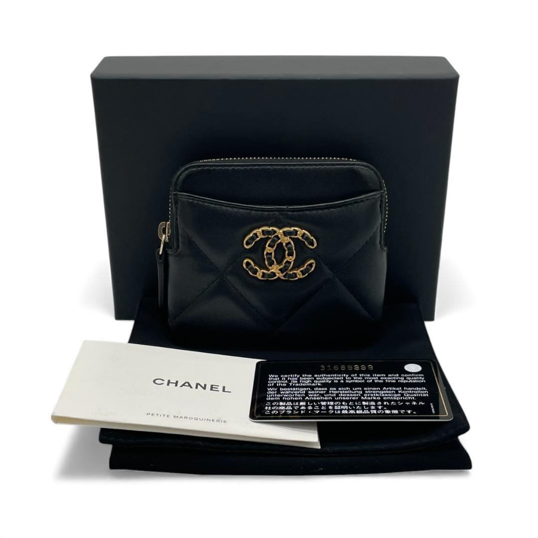 【未使用】シャネル シャネル19 マトラッセ カードケース ブラック