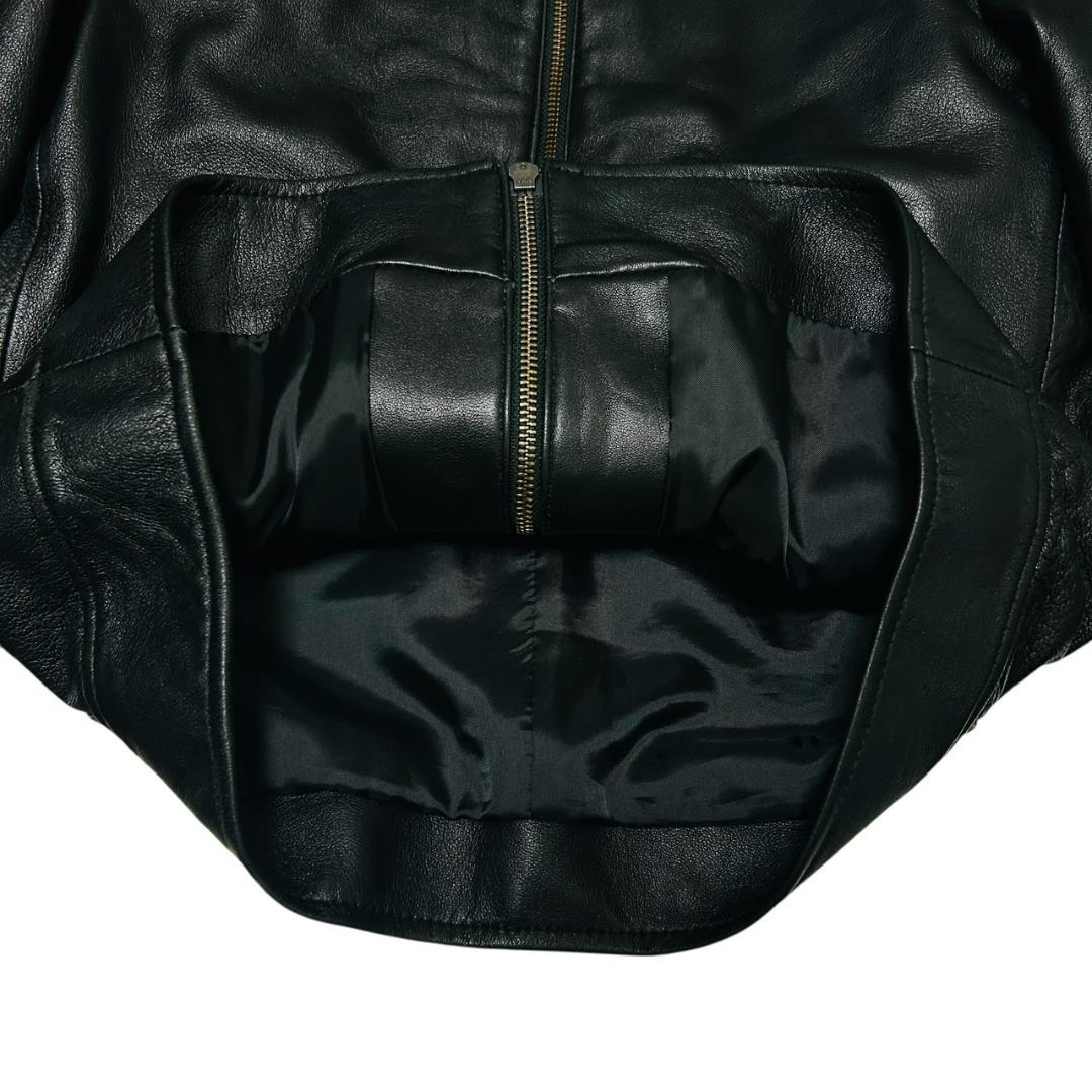 美品 ナノユニバース 羊革 シングルライダースジャケット 黒 柔らかラムレザー