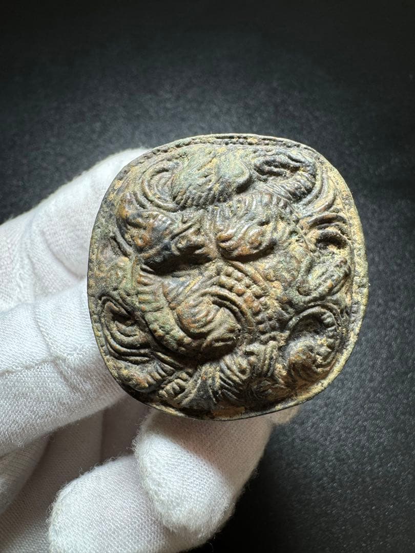龍文様 剣装飾品 W時代物 銅製の彫刻 中国古美術 極細工 工芸品 美術品置物