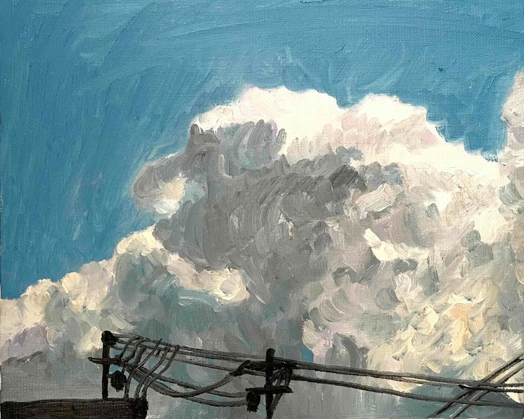 油彩画　原画「近所の風景　その2」アート　絵画 22×27㎝ F3　キャンバス