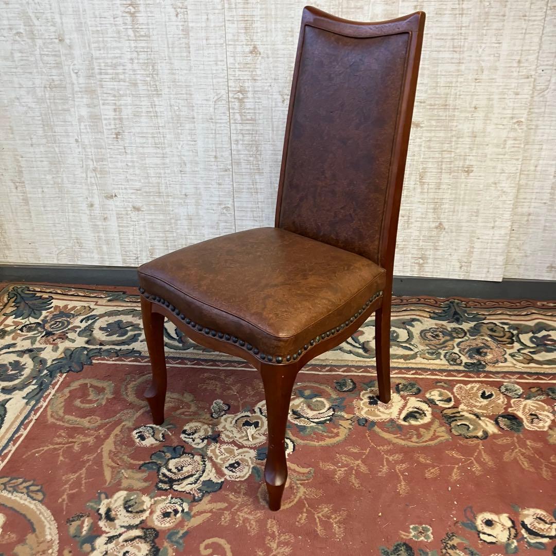 ⑧北欧レトロ マルニ木工 木製椅子 鋲打ちダイニングチェア ロビーチェア 古家具