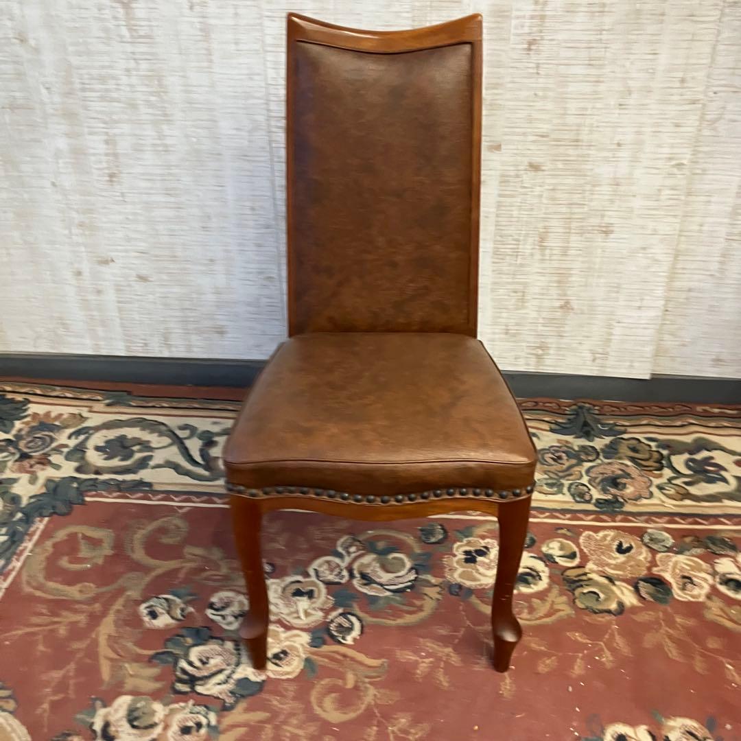 ⑧北欧レトロ マルニ木工 木製椅子 鋲打ちダイニングチェア ロビーチェア 古家具