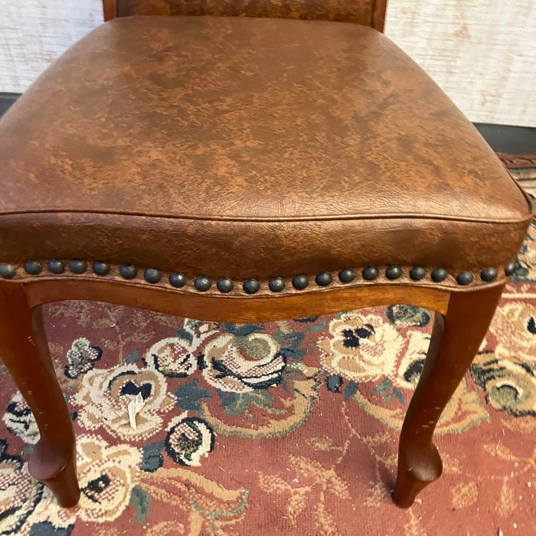 ⑧北欧レトロ マルニ木工 木製椅子 鋲打ちダイニングチェア ロビーチェア 古家具