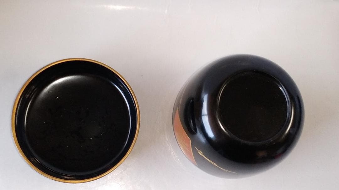 越前蒔絵師 宮田宗景 作 色紙蒔絵 中棗 共箱 漆器 漆芸 茶道具 新品 未使用