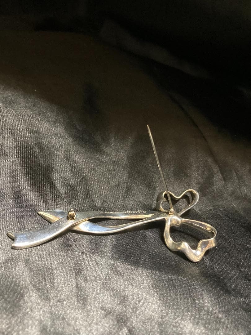 オールドティファニー リボンボウ ラージ ブローチ シルバー 925