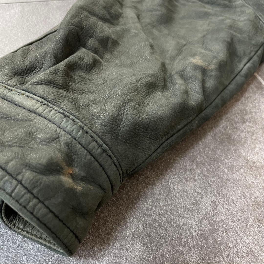 90s vintage 本革 レザージャケット スタンドカラー 2重襟 切替