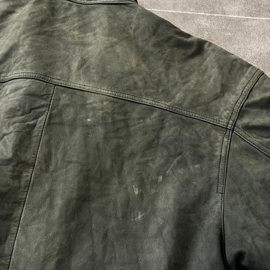 90s vintage 本革 レザージャケット スタンドカラー 2重襟 切替