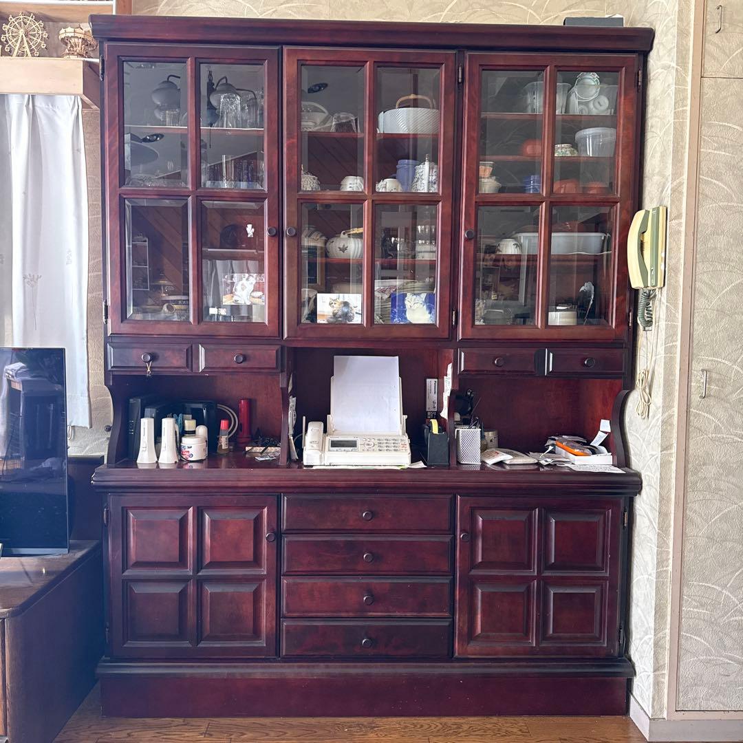 木製ガラス扉キャビネット 大型＊アンティーク