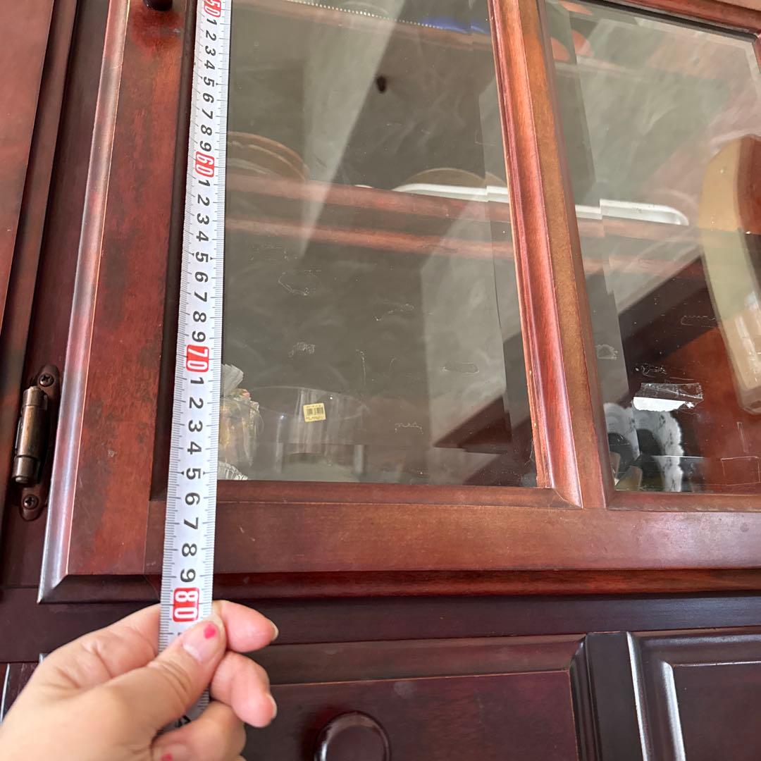 木製ガラス扉キャビネット 大型＊アンティーク