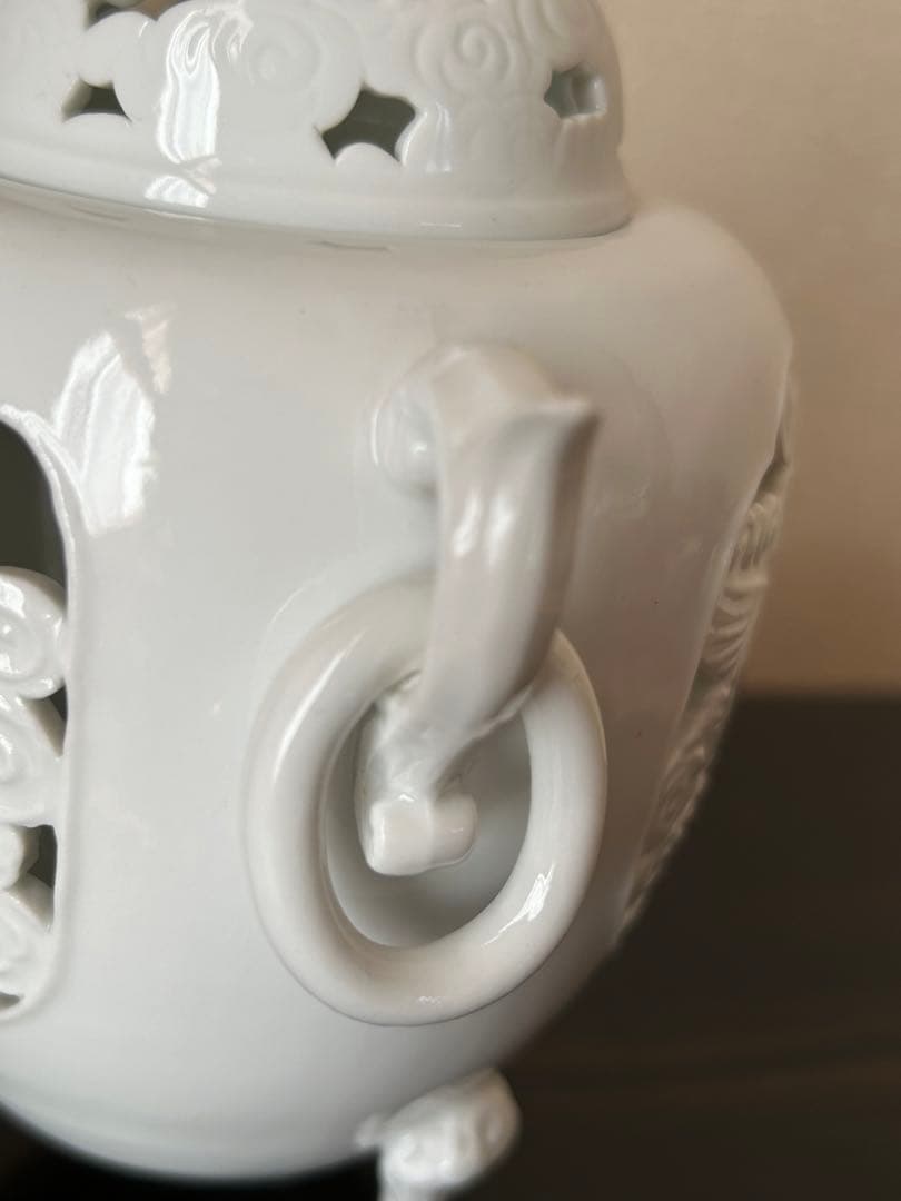 白磁透かし香炉　一壺　三脚　茶道具　箱無し