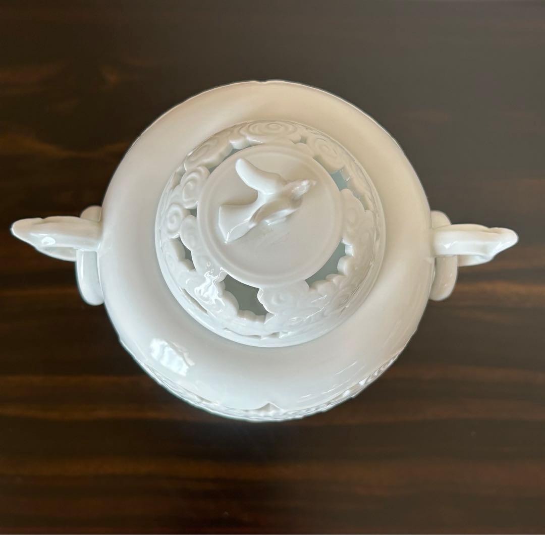 白磁透かし香炉　一壺　三脚　茶道具　箱無し