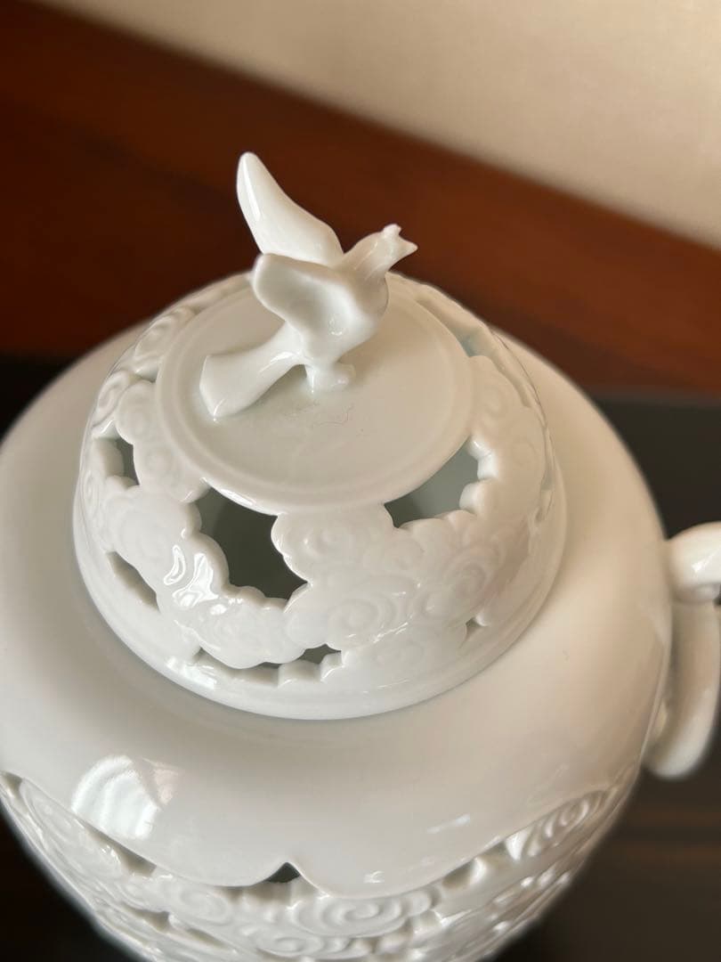 白磁透かし香炉　一壺　三脚　茶道具　箱無し