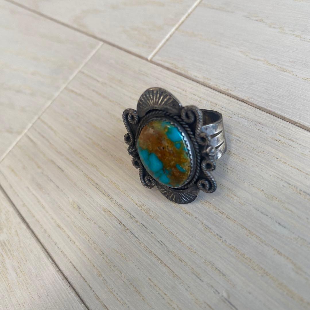 ヴィンテージ ターコイズ シルバーリング 16号　一点物