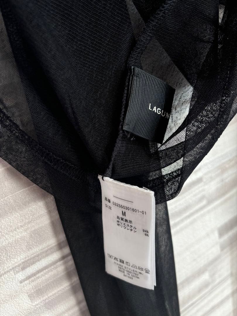 LAGUNAMOON シアートップス付 フリルキャミドレス M ブラック