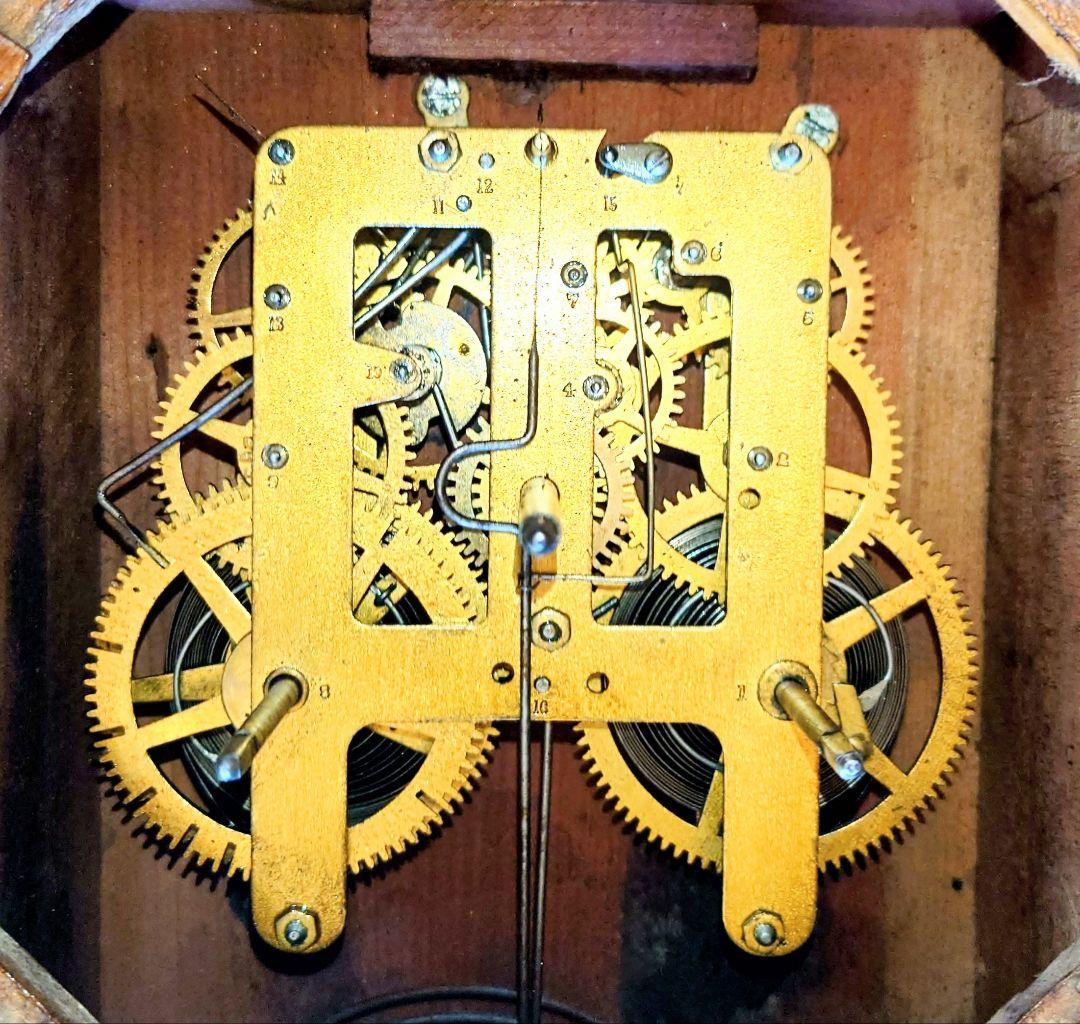 専用〈完動・美品〉日本時計　八吋巻物形ゼンマイ振り子時計　アンティーク古時計