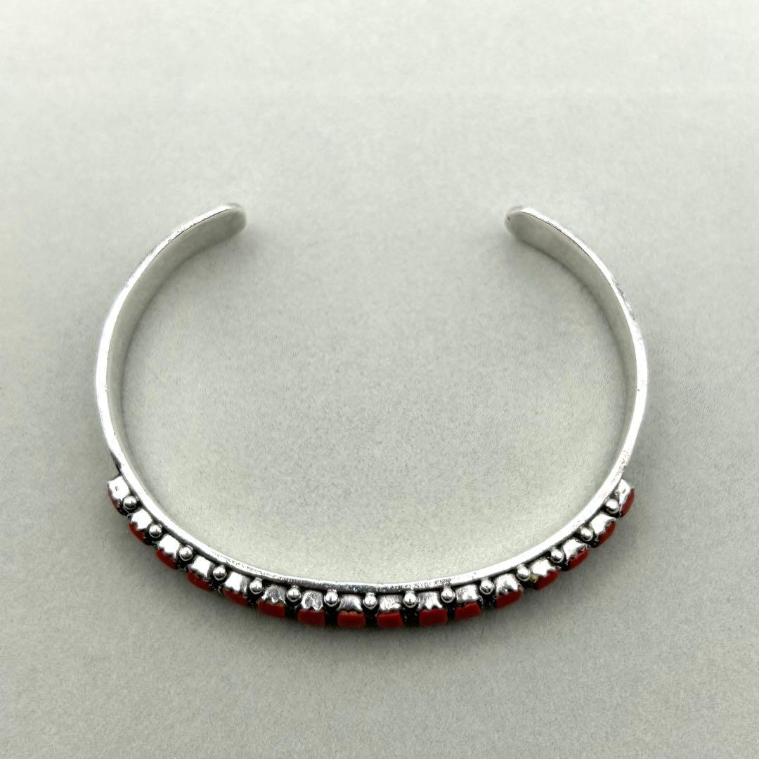 STERLING スターリング バングル 赤珊瑚？ インディアンジュエリー