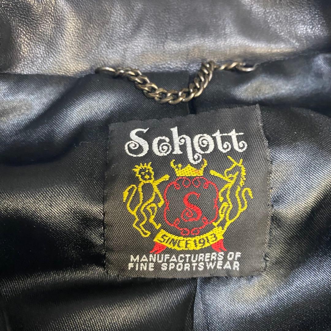 【美品】ショット　トラッカージャケット　M相当　ブラック　レザー　シープスキン