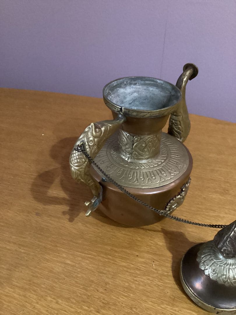 ビィンテージ　水差し　ティーポット　銅　真鍮