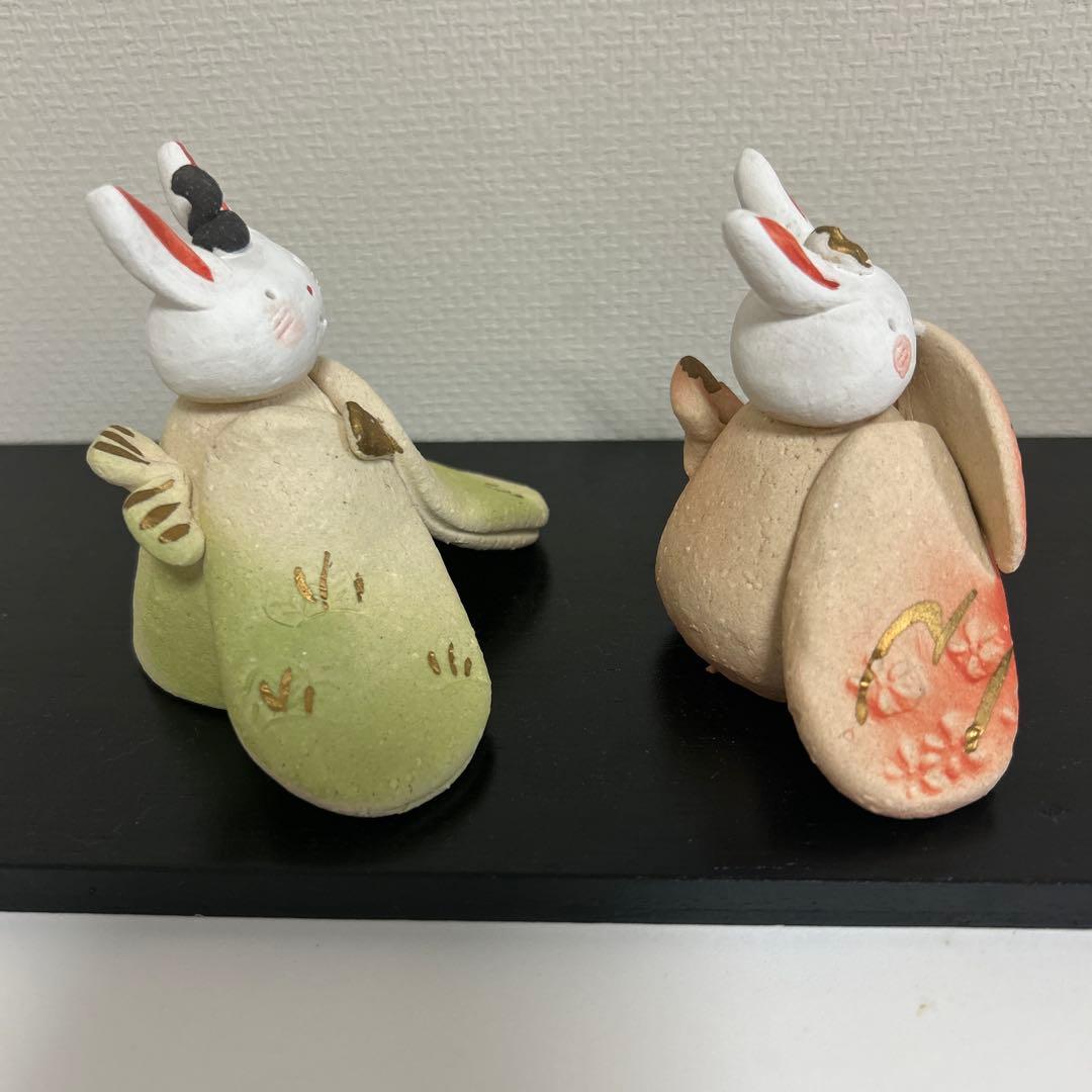作家　陶芸作家　雛人形 陶器 濱田ひろこ作 うさぎ雛　板なし