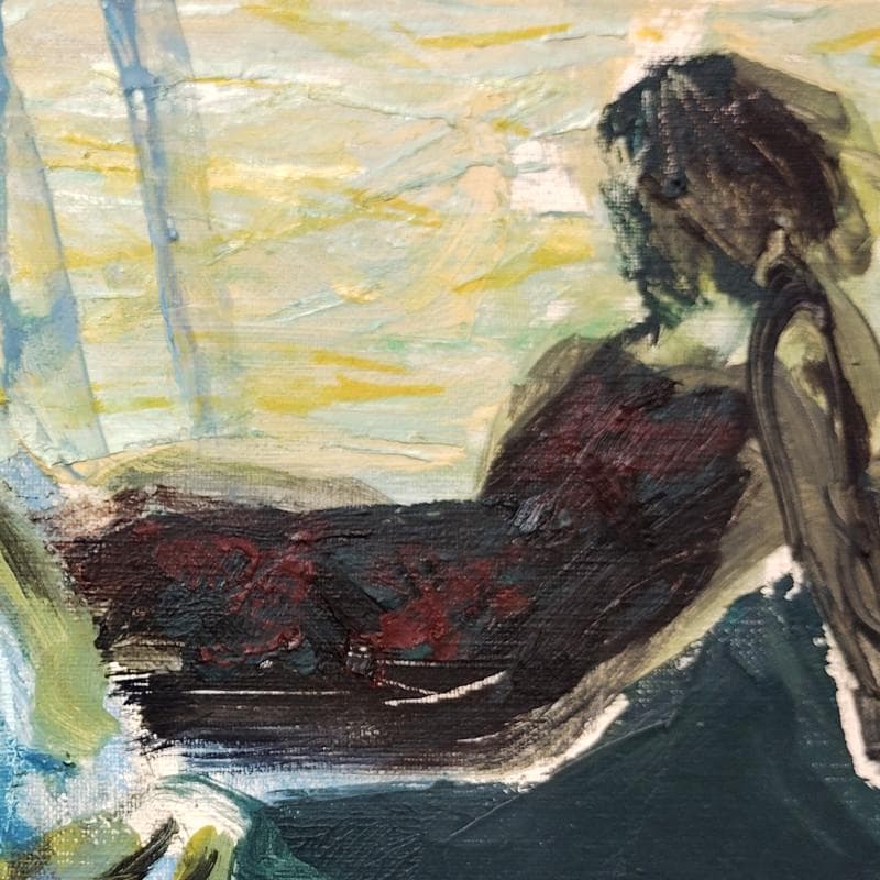 ☆デュボア康子☆「憩い」(仮題）油絵　F4号　未使用額！