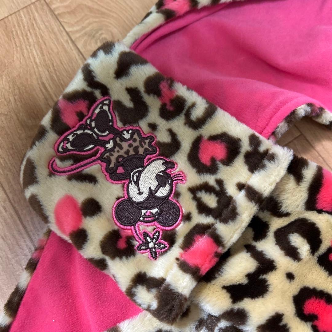 ディズニー　ミニーマフラーキャップ　ヒョウ柄