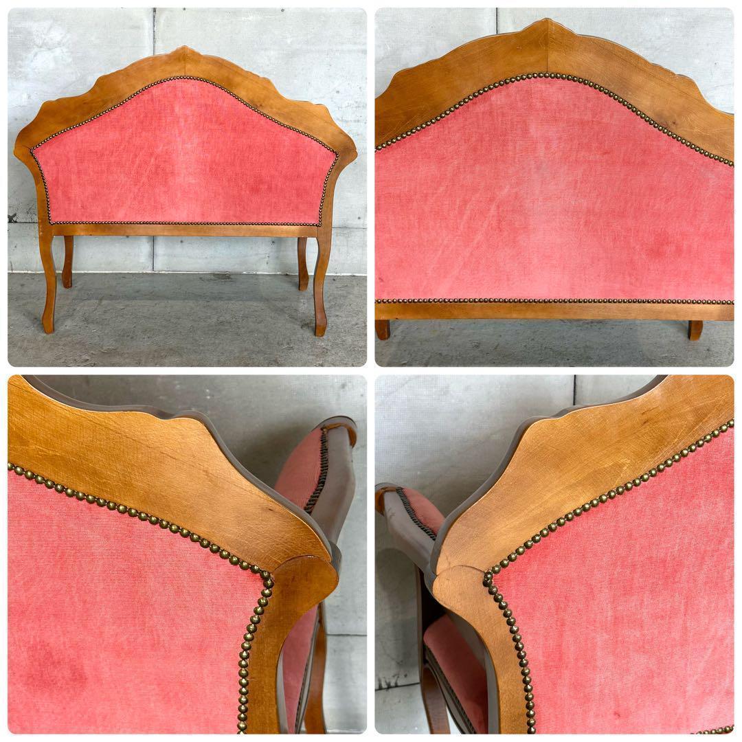 ♕ ロココ調 ✦ 木彫ベルサイユソファー ✦ 気品の2人掛け ♕ベルベット