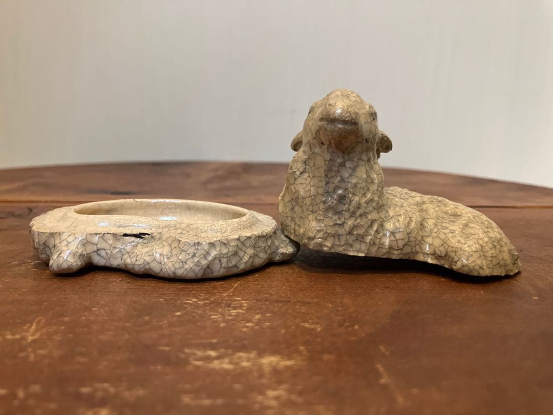 肌艶抜群！時代物の羊型香合◇茶道具◇煎茶道具◇香道具◇古美術◇陶磁器◇古道具