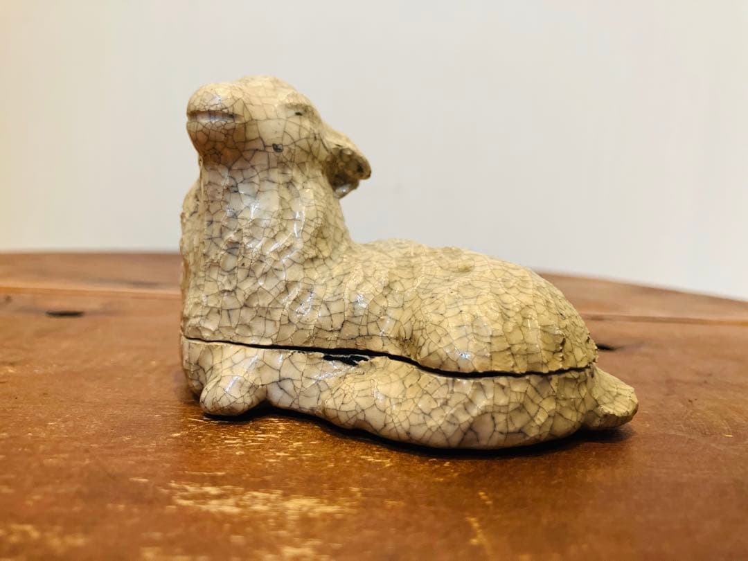 肌艶抜群！時代物の羊型香合◇茶道具◇煎茶道具◇香道具◇古美術◇陶磁器◇古道具