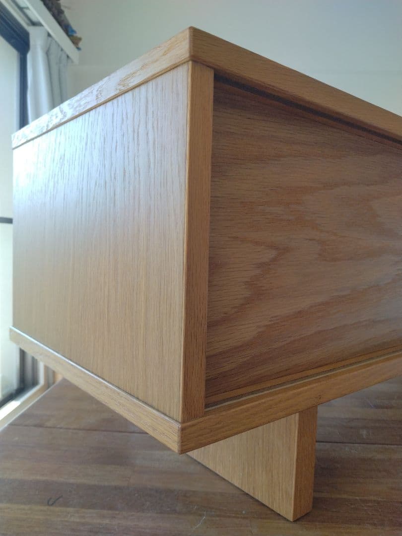 【訳あり美品】MUJI無印良品 オーク材テレビ台110cm/引戸AVラックボード