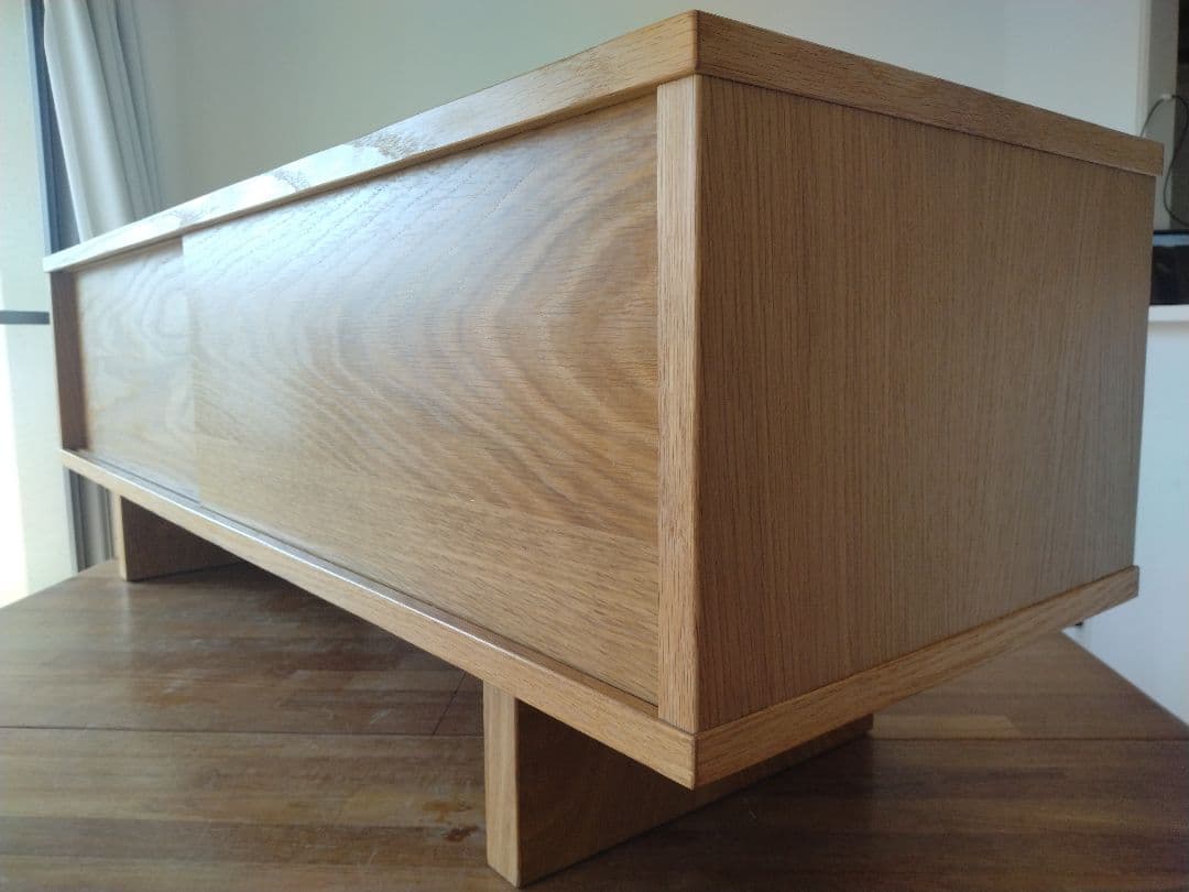 【訳あり美品】MUJI無印良品 オーク材テレビ台110cm/引戸AVラックボード