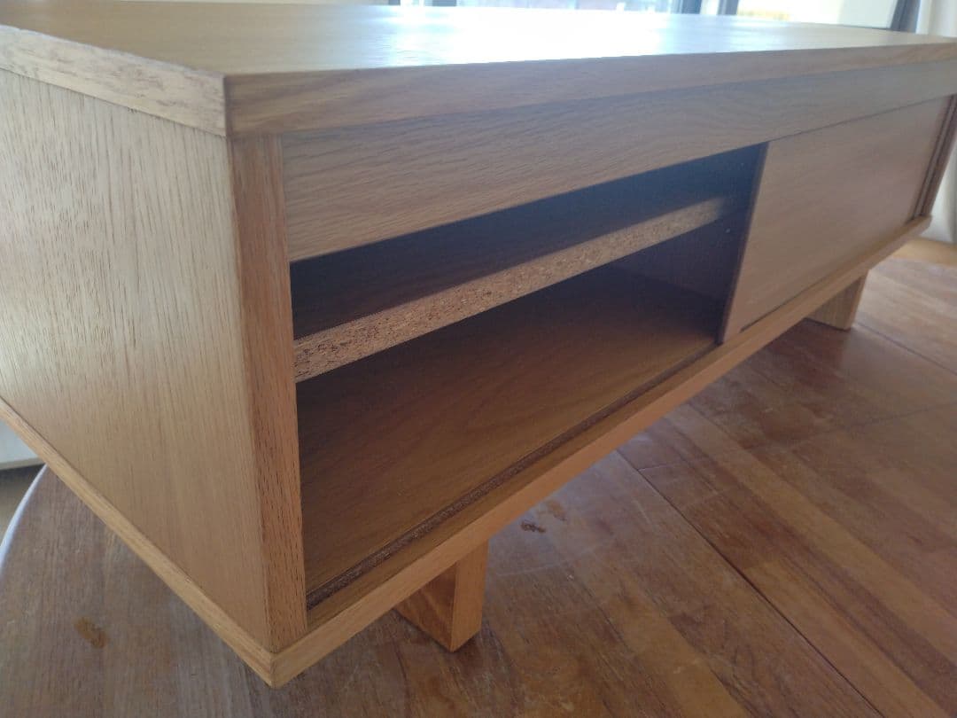 【訳あり美品】MUJI無印良品 オーク材テレビ台110cm/引戸AVラックボード