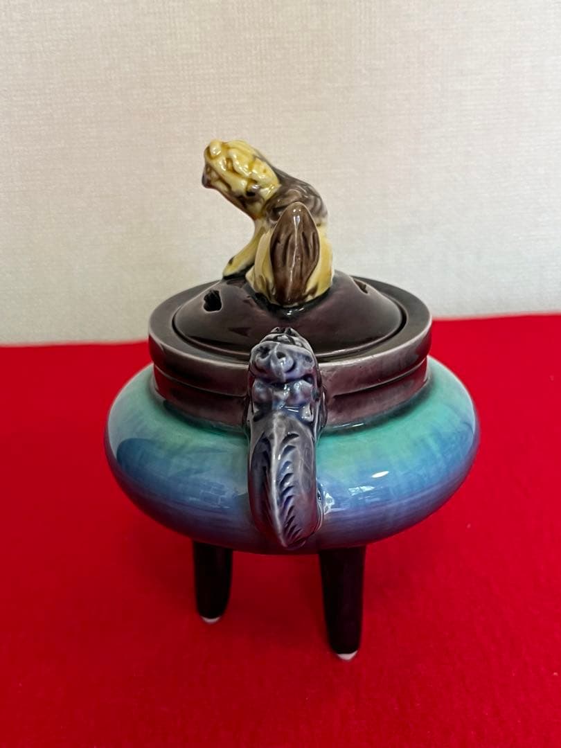 人間国宝 柳雨軒 三代 徳田八十吉(正彦銘) 彩釉 香炉 管理T212