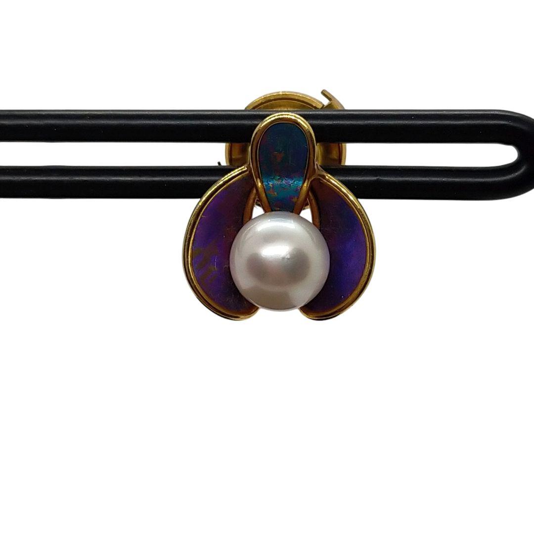 K18本真珠 パール チタン ピンブローチ