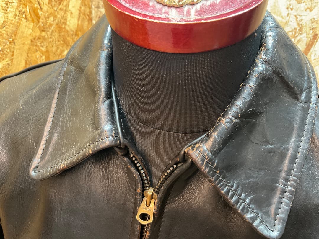 エアロレザー 飛行機タグ 90s ハーフベルテッド ホースハイド ライダース